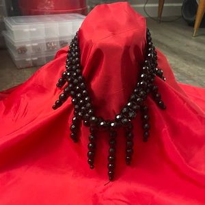 Black glass beaded vintage 5 tier choker